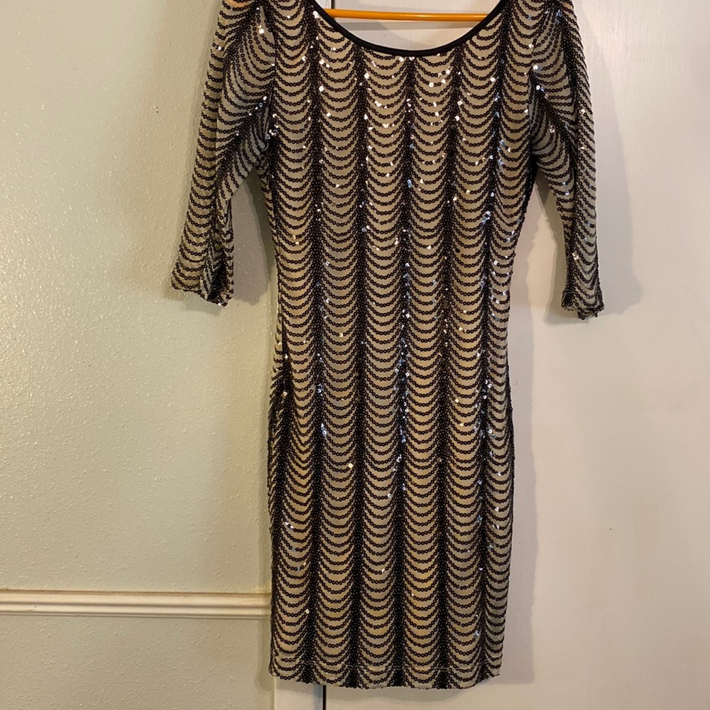 Black and nude sequin dress. 3/4 sleeves (size M)